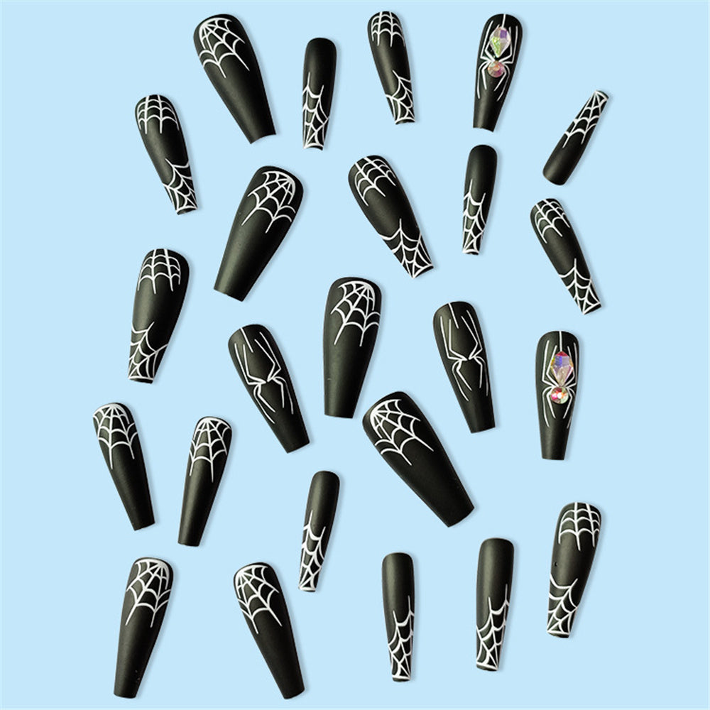 Dark Spider Halloween Press-On Nails – Sweet & Cool Armor Style